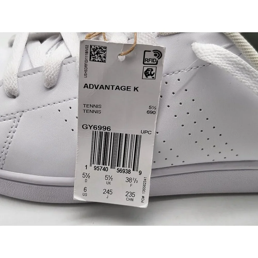 Adidas Advantage‎ K White Red Tennis Shoes Mens 6 Womens 7 Sneakers